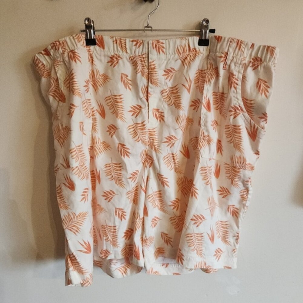 Soft Surroundings Linen Blend White Orange Leaf Print Shorts 3x